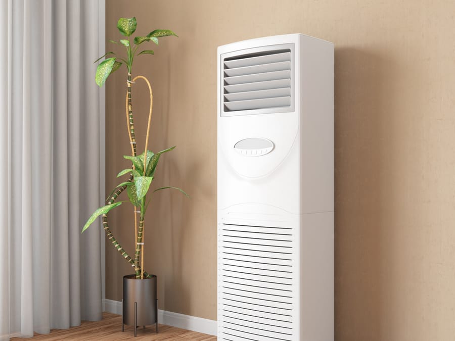 air handler inside against wall
