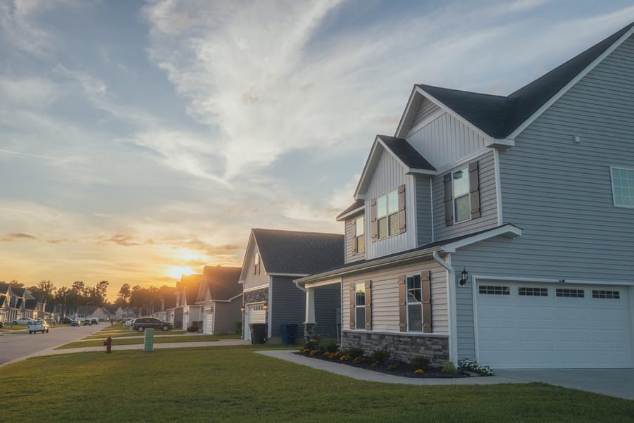 a row of homes in need of energy audit