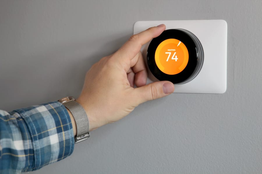 turning up a thermostat which is set on heating mode